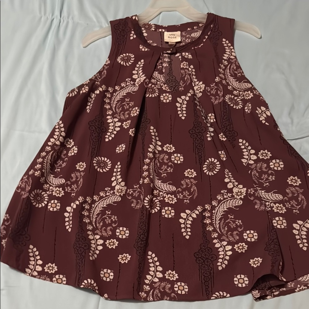 Knox Rose Pleated Cream and Purple Blouse